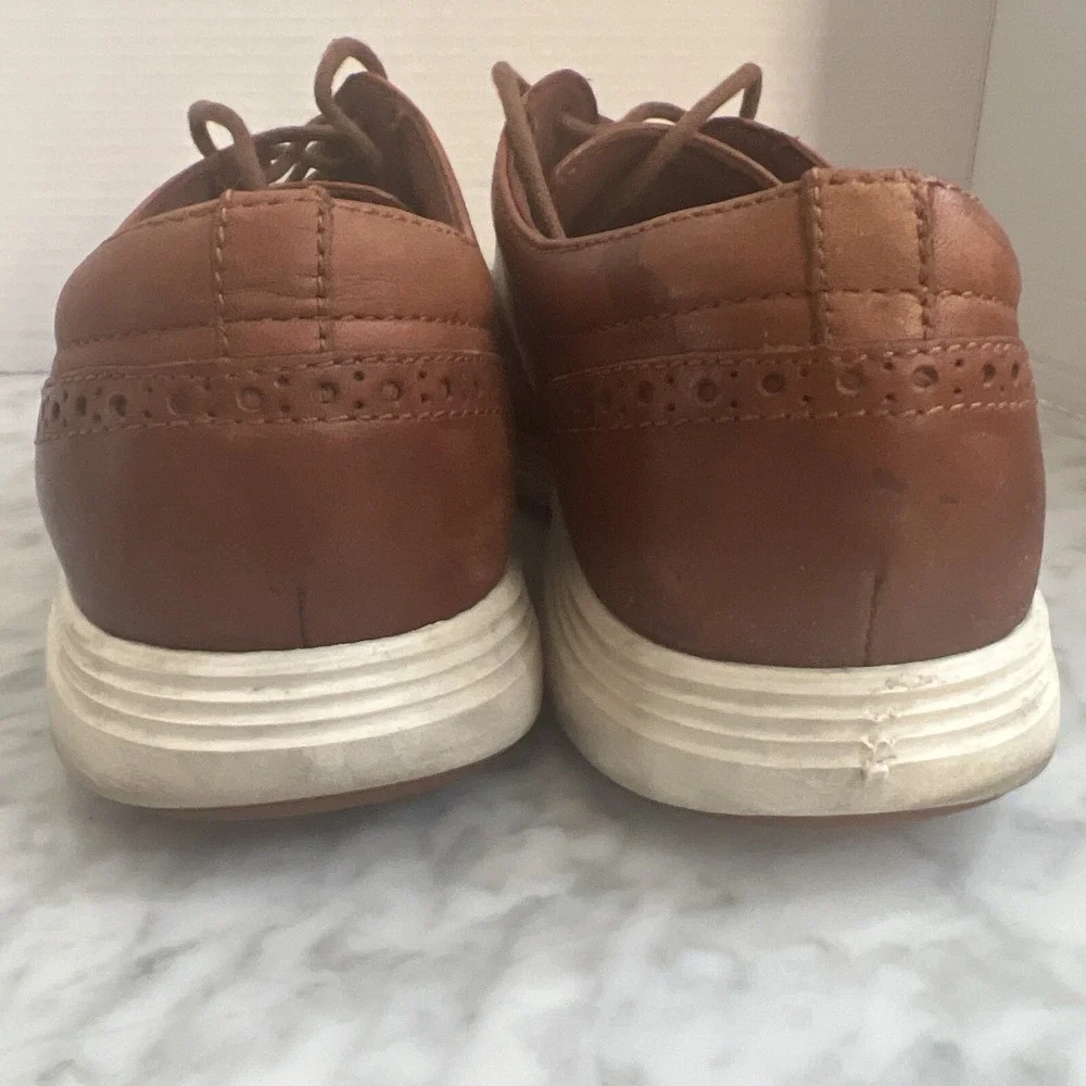 Cole Haan Grand.OS Mens British Tan Leather Wingtip Oxford Shoes Business Casual